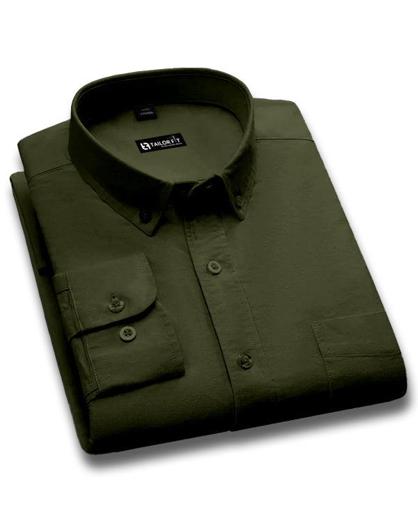 Men’s Bottle Green Cotton Shirt – Timeless Look for Office or Casual Outfits NF
