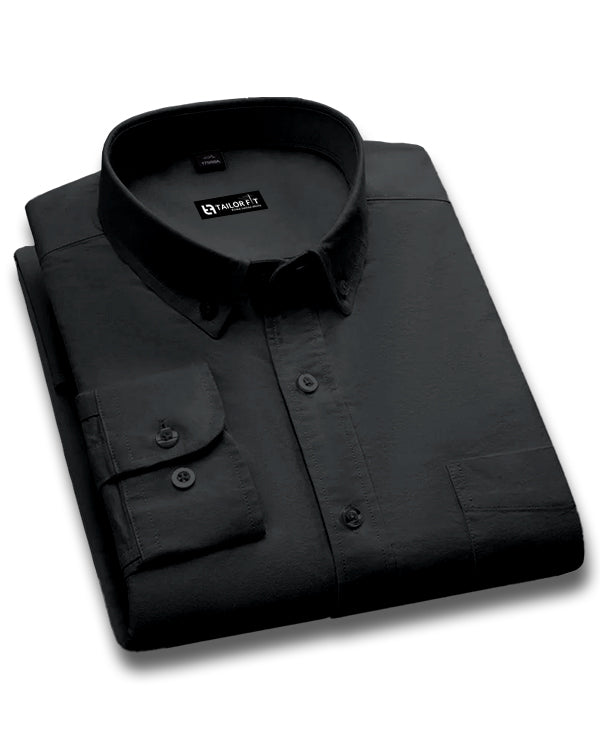 Men’s Dark Grey Cotton Shirt – Timeless Look for Office or Casual Outfits NF