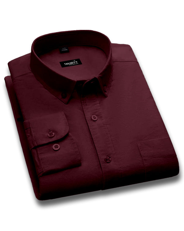 Men’s Wine Cotton Shirt – Timeless Look for Office or Casual Outfits NF