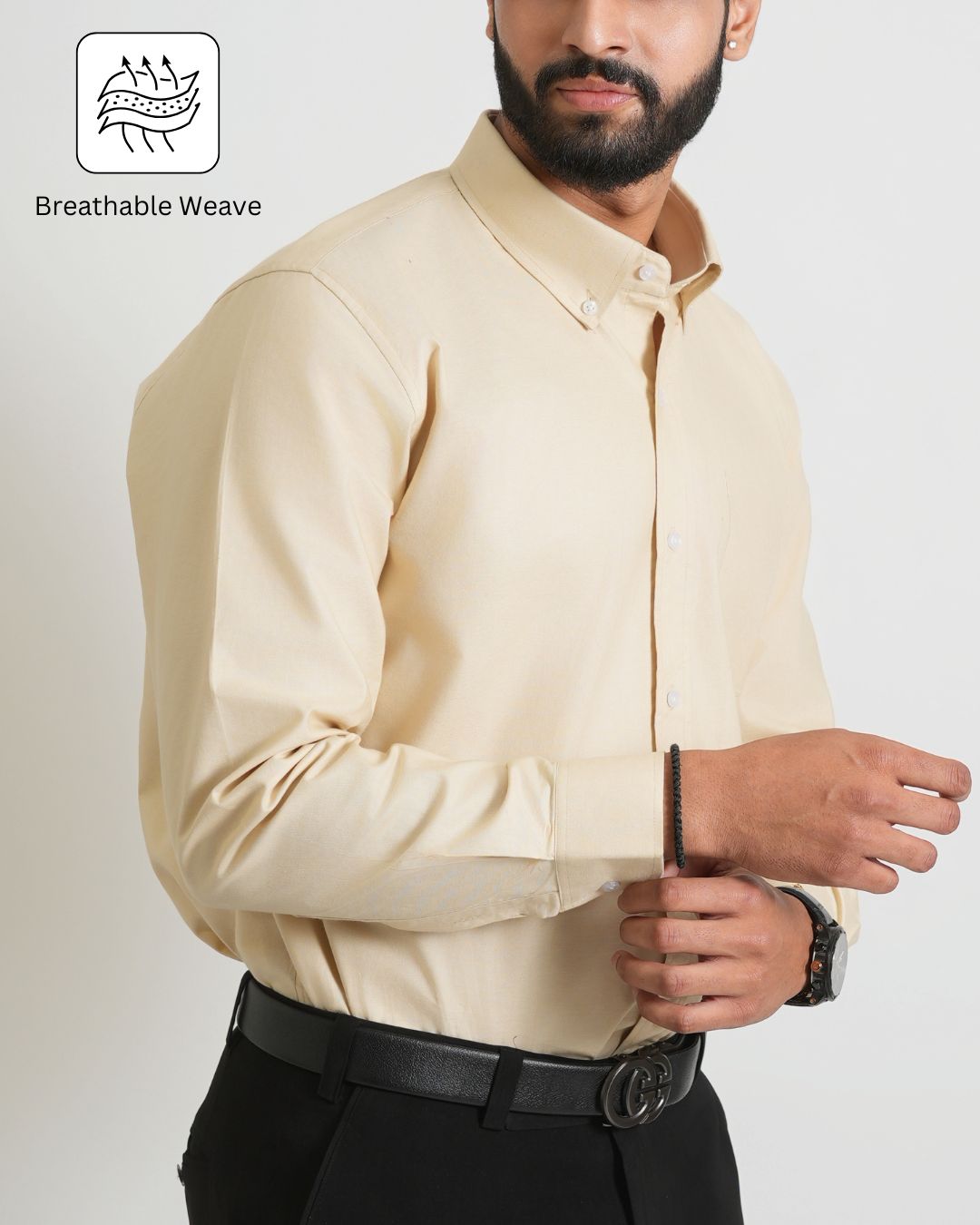 Men’s Light Cream Shirt – Elegant Option for Office or Day Events