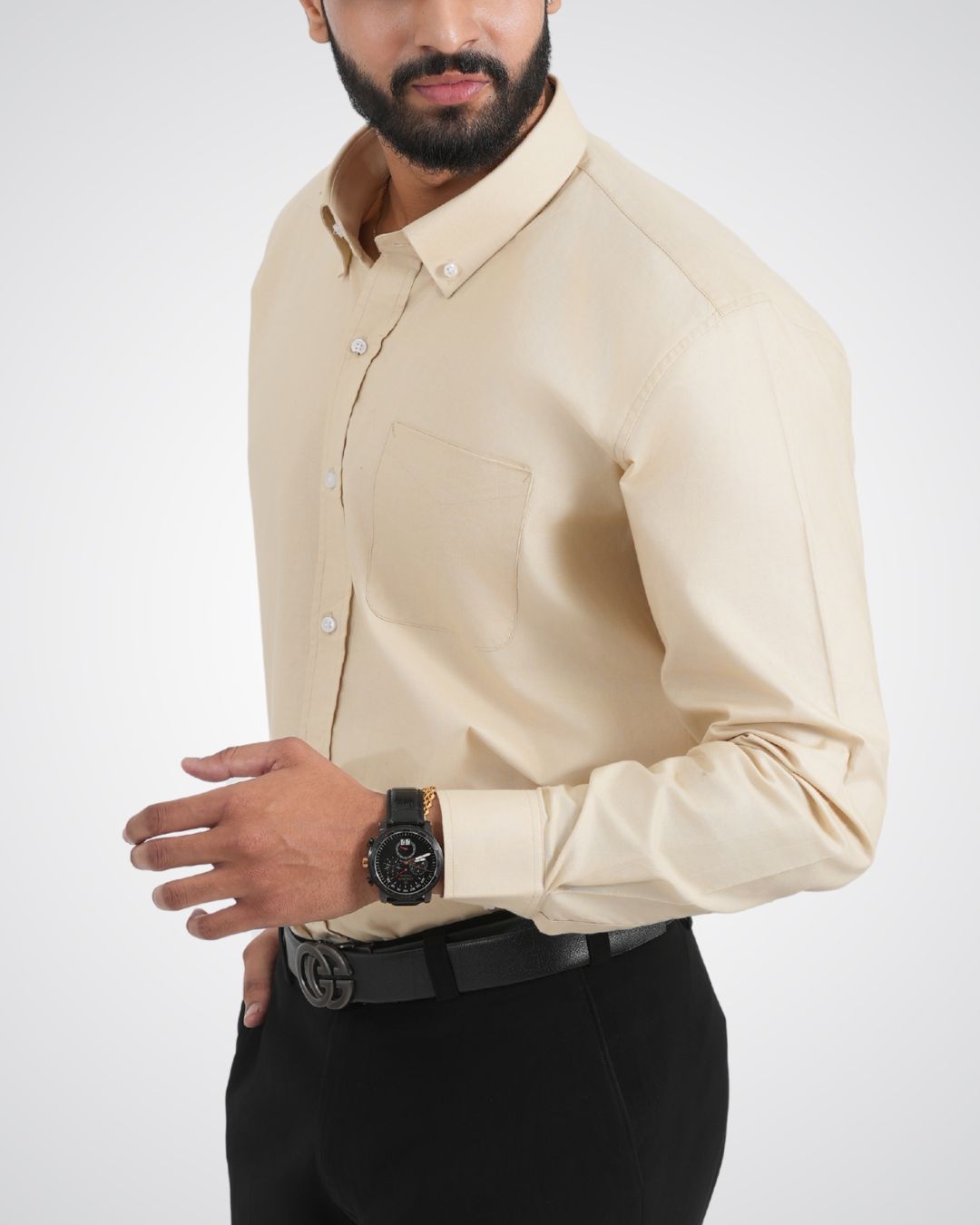 Men’s Light Cream Shirt – Elegant Option for Office or Day Events