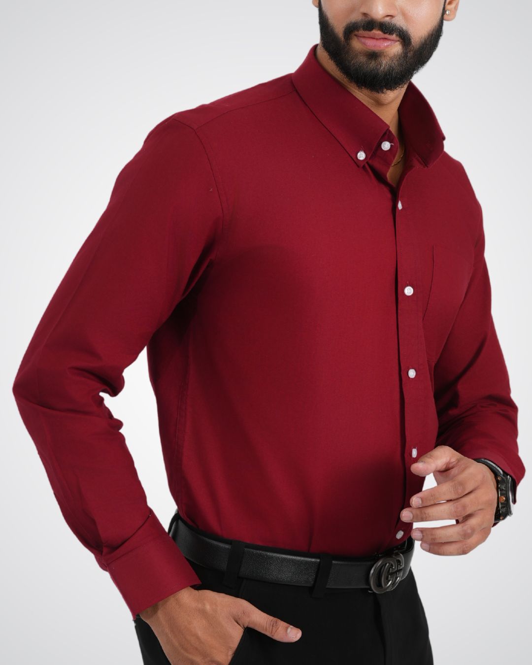 Men’s Dark Maroon Shirt – Confident & Classy for Office or Events