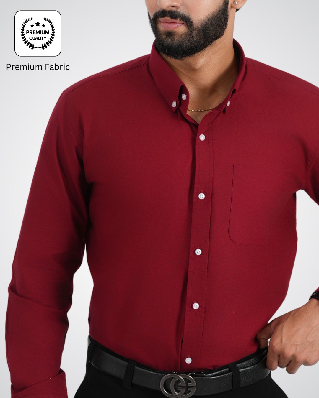 Men’s Dark Maroon Shirt – Confident & Classy for Office or Events