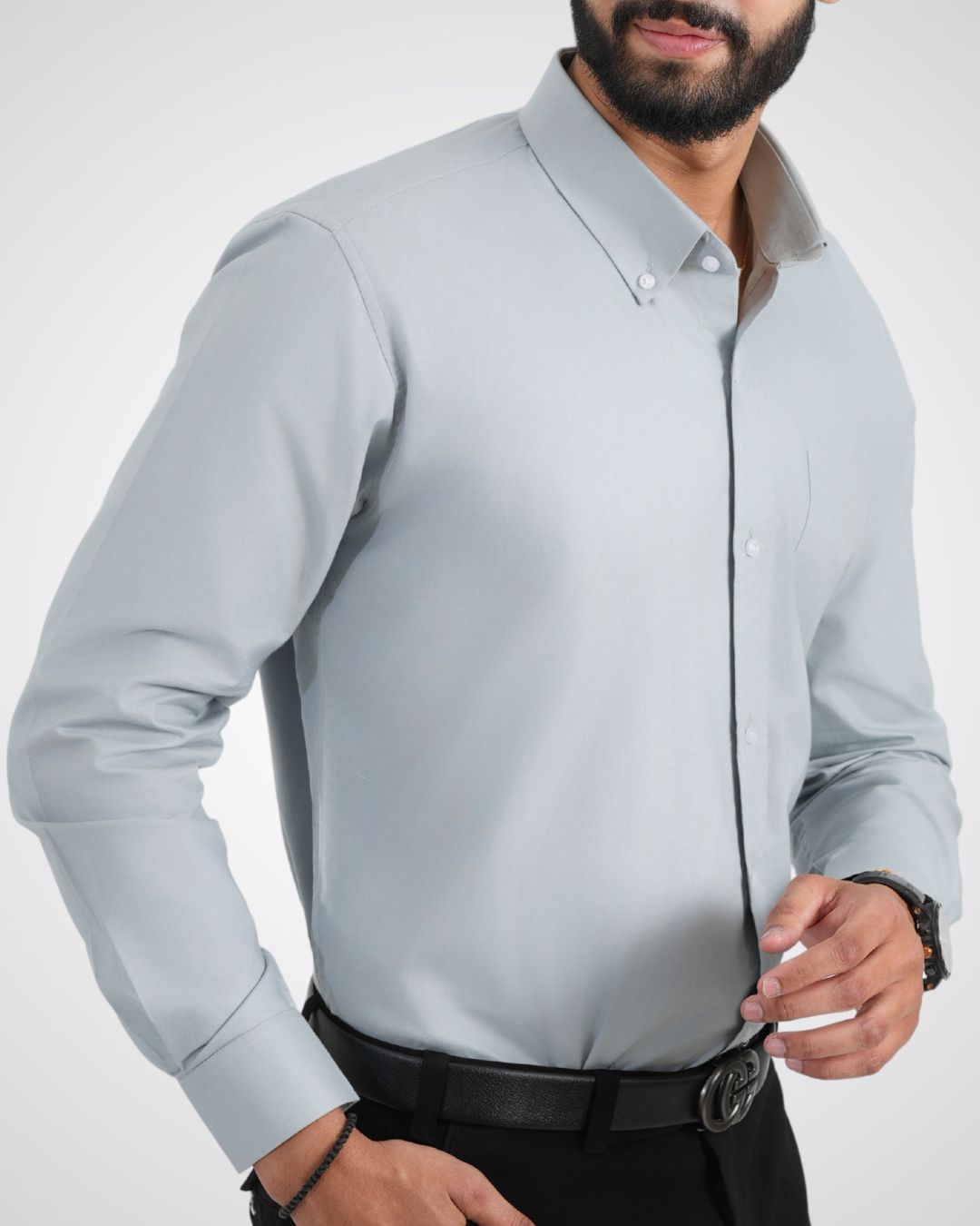 Men’s Ice Grey Cotton Shirt – Subtle & Modern for Daily Wear