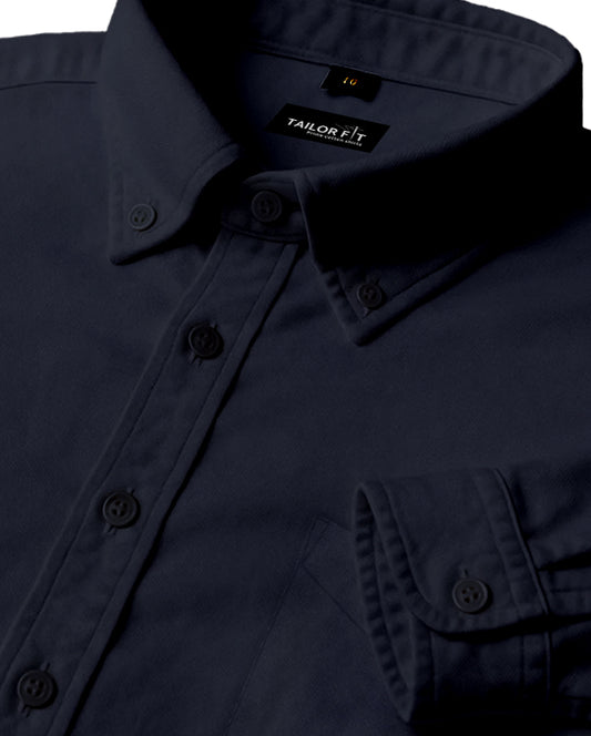 Men’s Navy Blue Cotton Shirt – Timeless Look for Office or Casual Outfits NF