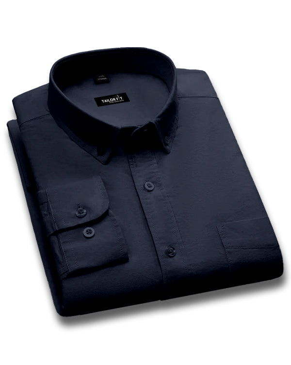 Men’s Navy Blue Cotton Shirt – Timeless Look for Office or Casual Outfits NF