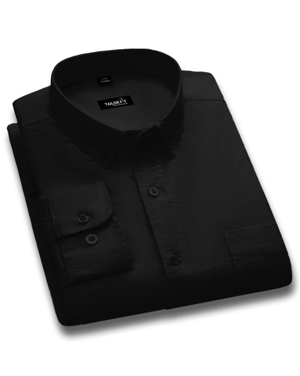 Men’s Black Cotton Shirt – Timeless Look for Office or Casual Outfits NF