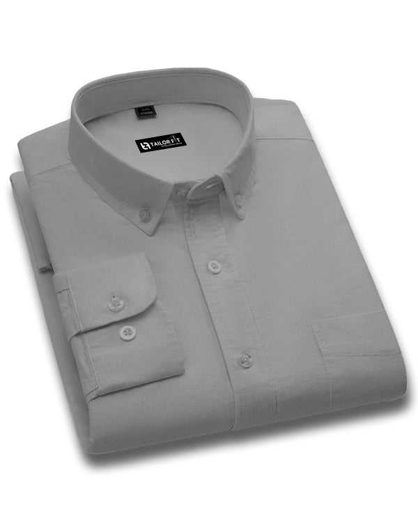Men’s Silver Cotton Shirt – Timeless Look for Office or Casual Outfits NF
