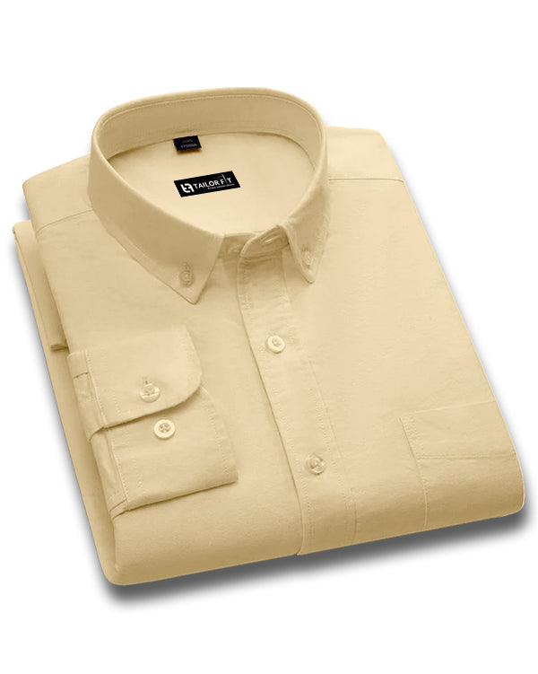 Men’s Cream Cotton Shirt – Timeless Look for Office or Casual Outfits NF