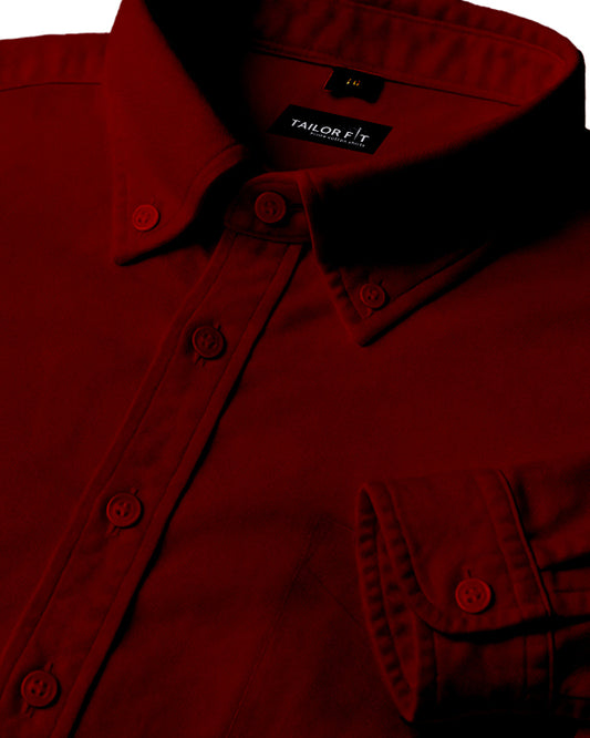 Men’s Maroon Cotton Shirt – Timeless Look for Office or Casual Outfits NF