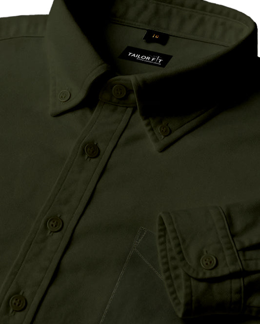 Men’s Bottle Green Cotton Shirt – Timeless Look for Office or Casual Outfits NF