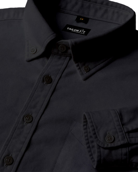 Men’s Dark Grey Cotton Shirt – Timeless Look for Office or Casual Outfits NF