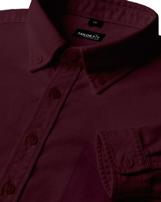 Men’s Wine Cotton Shirt – Timeless Look for Office or Casual Outfits NF