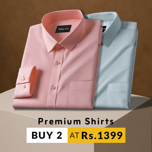 Pack of 2 Premium Cotton Solid Shirt for Man (Peach, Pista)