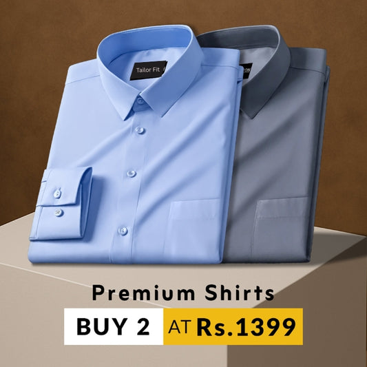 Pack of 2 Premium Cotton Solid Shirt for Man (Sky Blue, Dark Grey)