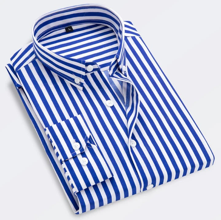 Man Regular fit Blue Stripe Cotton Shirts