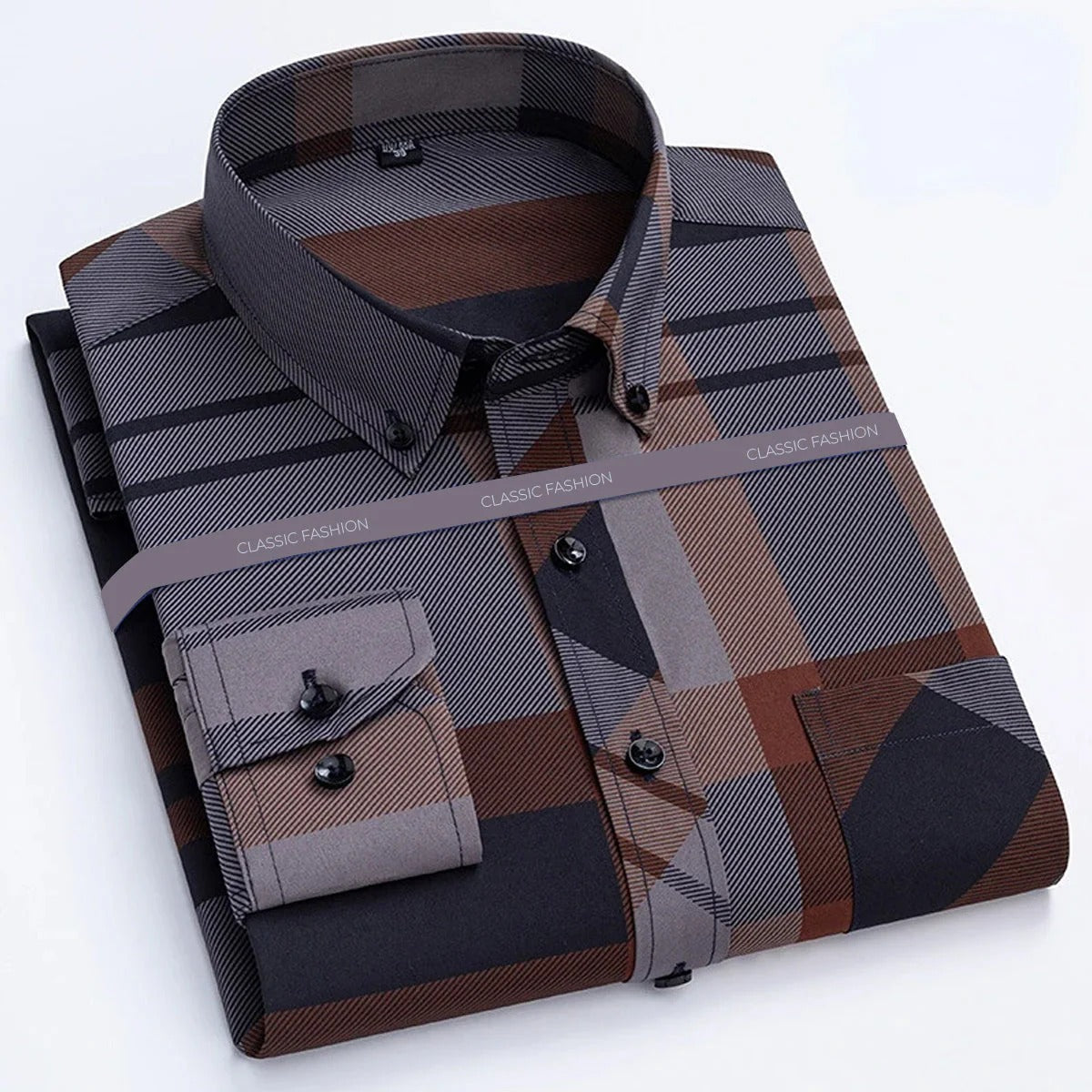 Man regular fit Self Desgin Spread Collar Shirt