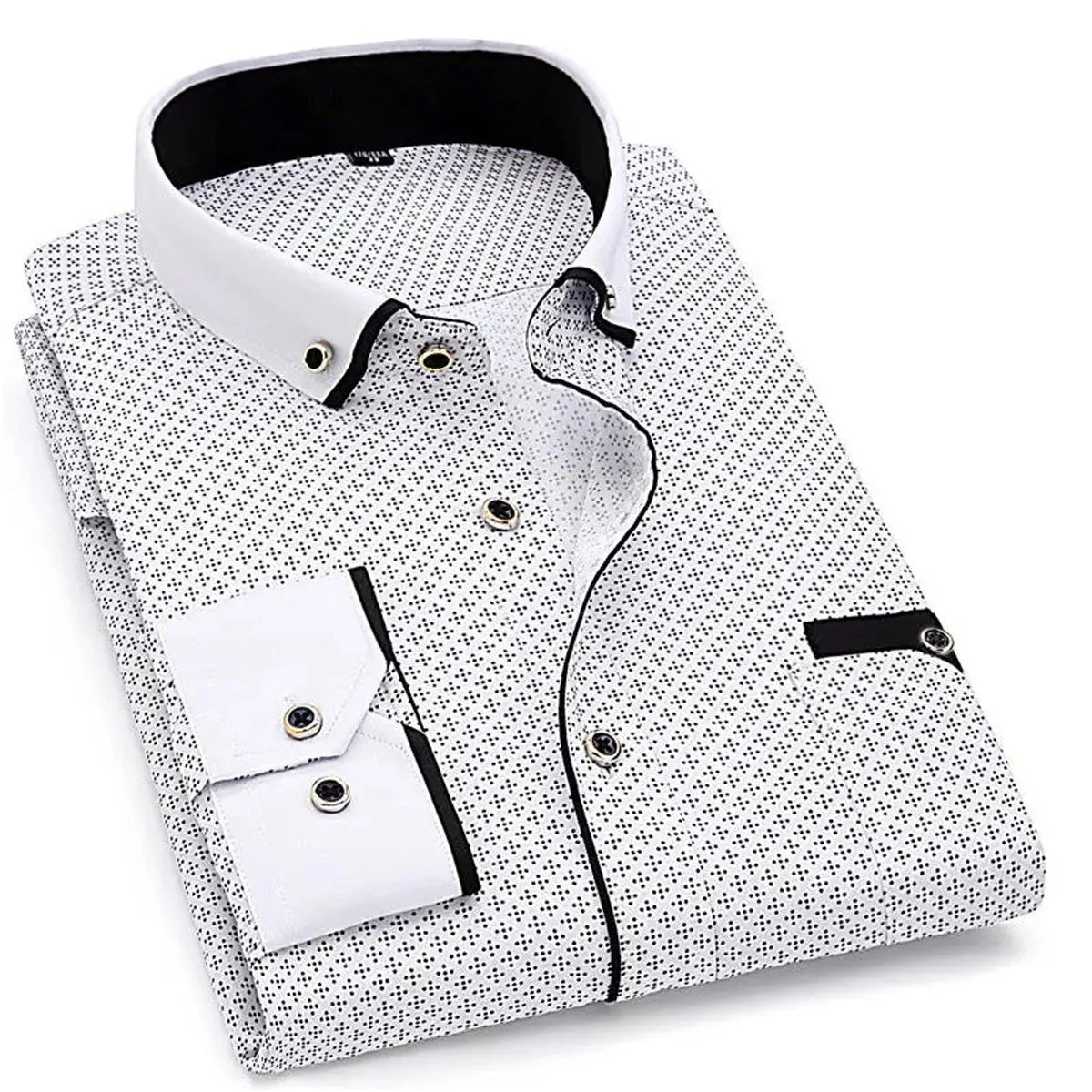 Man regular fit White Printed Cotton Shirt