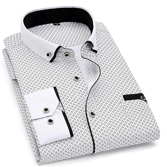Man regular fit White Printed Cotton Shirt