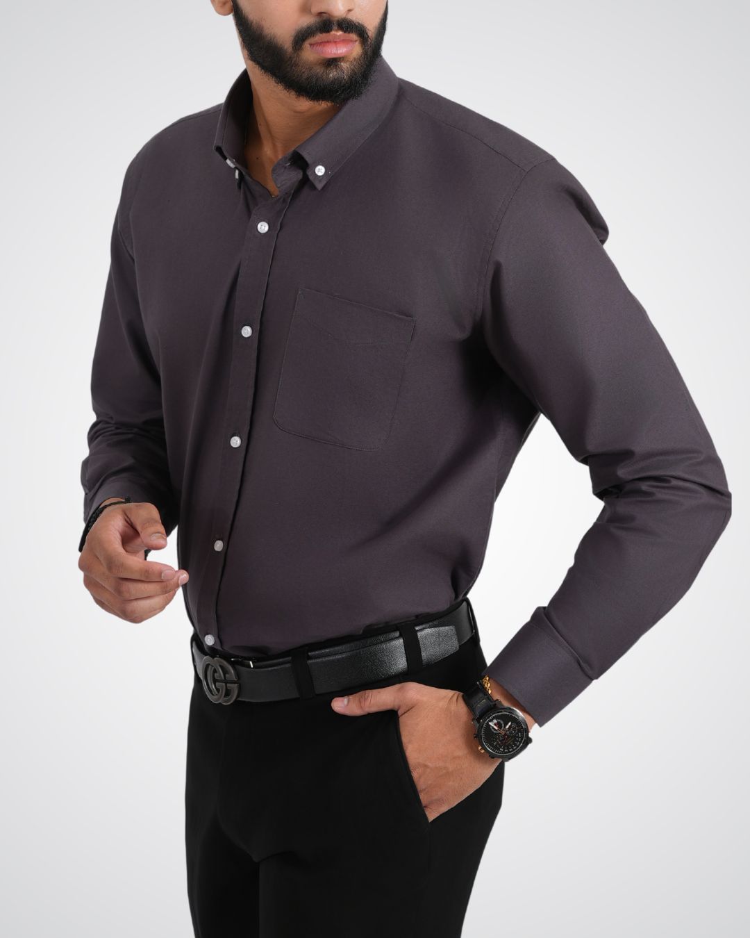 Men’s Charcoal Grey Shirt – Modern Look for Work or Social Occasions