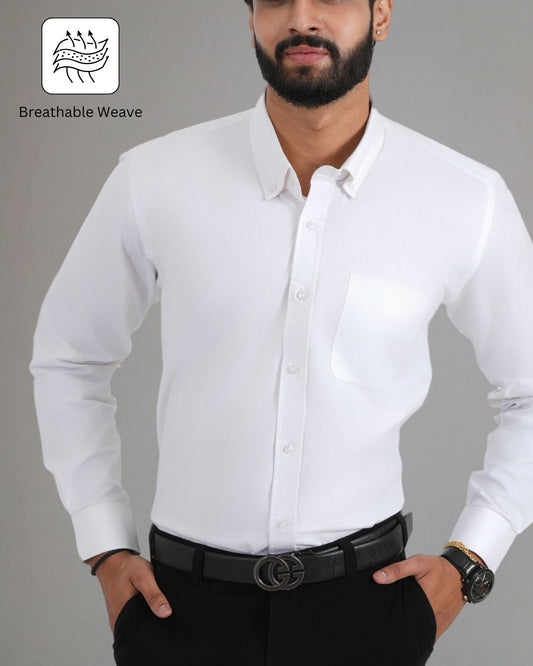 Men’s White Cotton Shirt – Timeless Look for Office or Casual Outfits