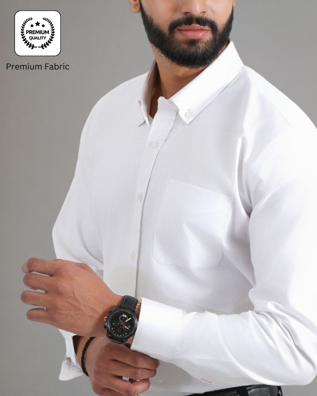 Men’s White Cotton Shirt – Timeless Look for Office or Casual Outfits