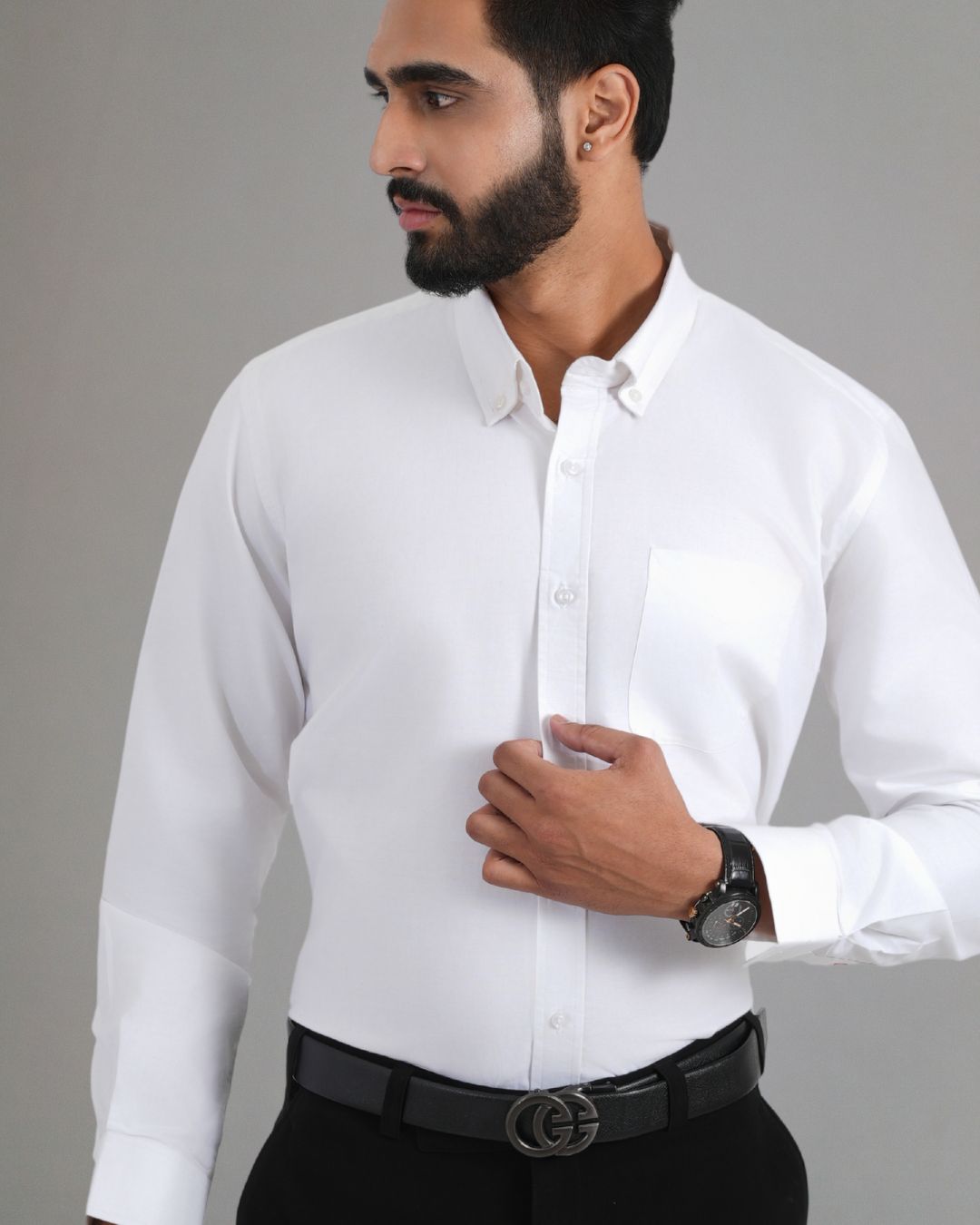 Men’s White Cotton Shirt – Timeless Look for Office or Casual Outfits