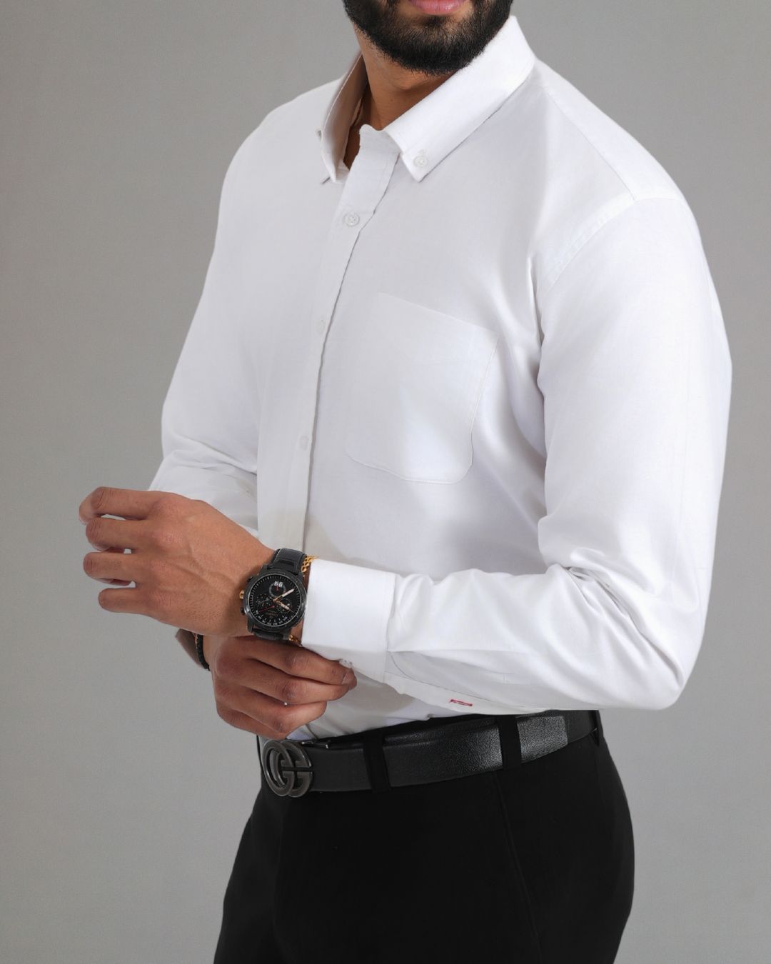Men’s White Cotton Shirt – Timeless Look for Office or Casual Outfits