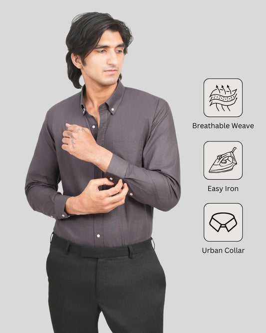 Premium Cotton Blend Solid Shirts (Charcoal Grey Deep, Muted Shade)