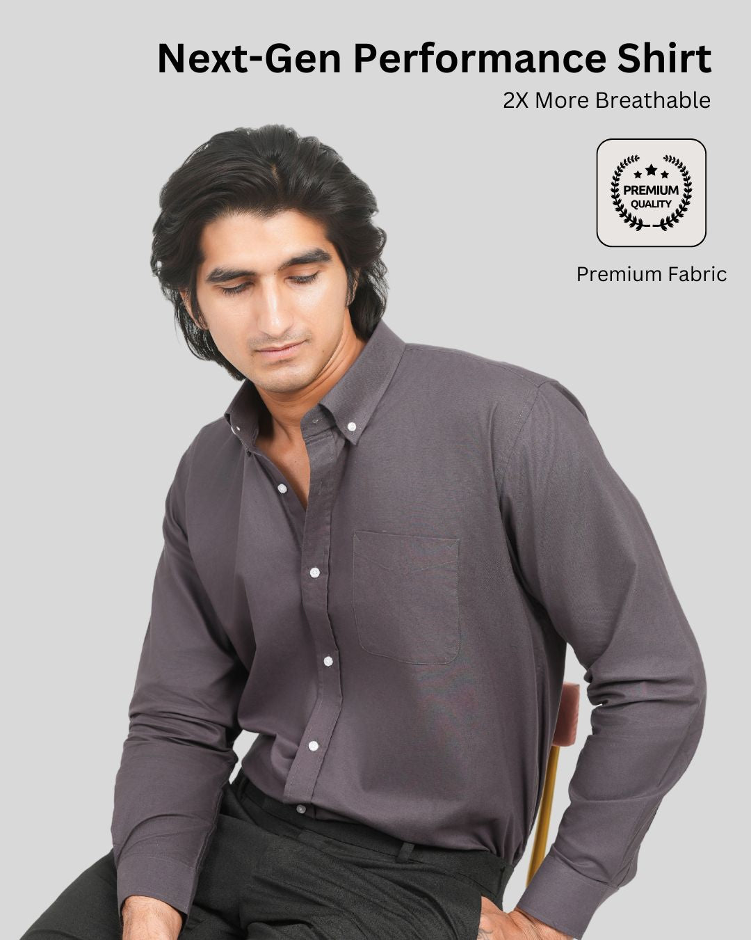 Premium Cotton Blend Solid Shirts (Charcoal Grey Deep, Muted Shade)
