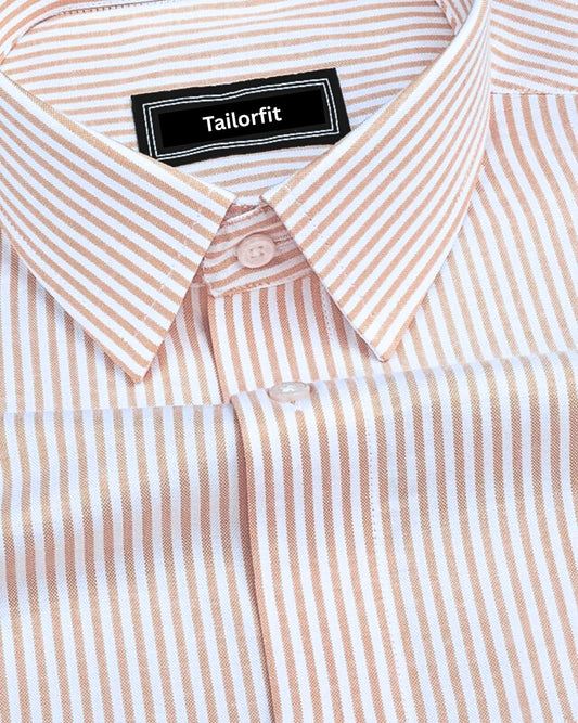 Light Pink Stripe Oxford Premium Cotton Shirt For Men