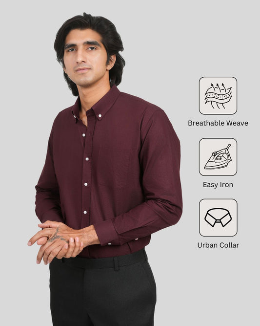 Premium Cotton Blend Solid Shirts (Wine Deep Rich Shade)