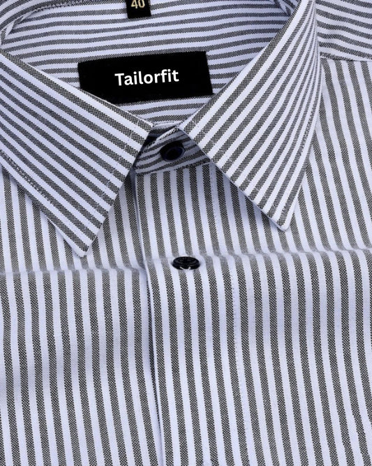 Black Stripe Oxford Premium Cotton Shirt For Men