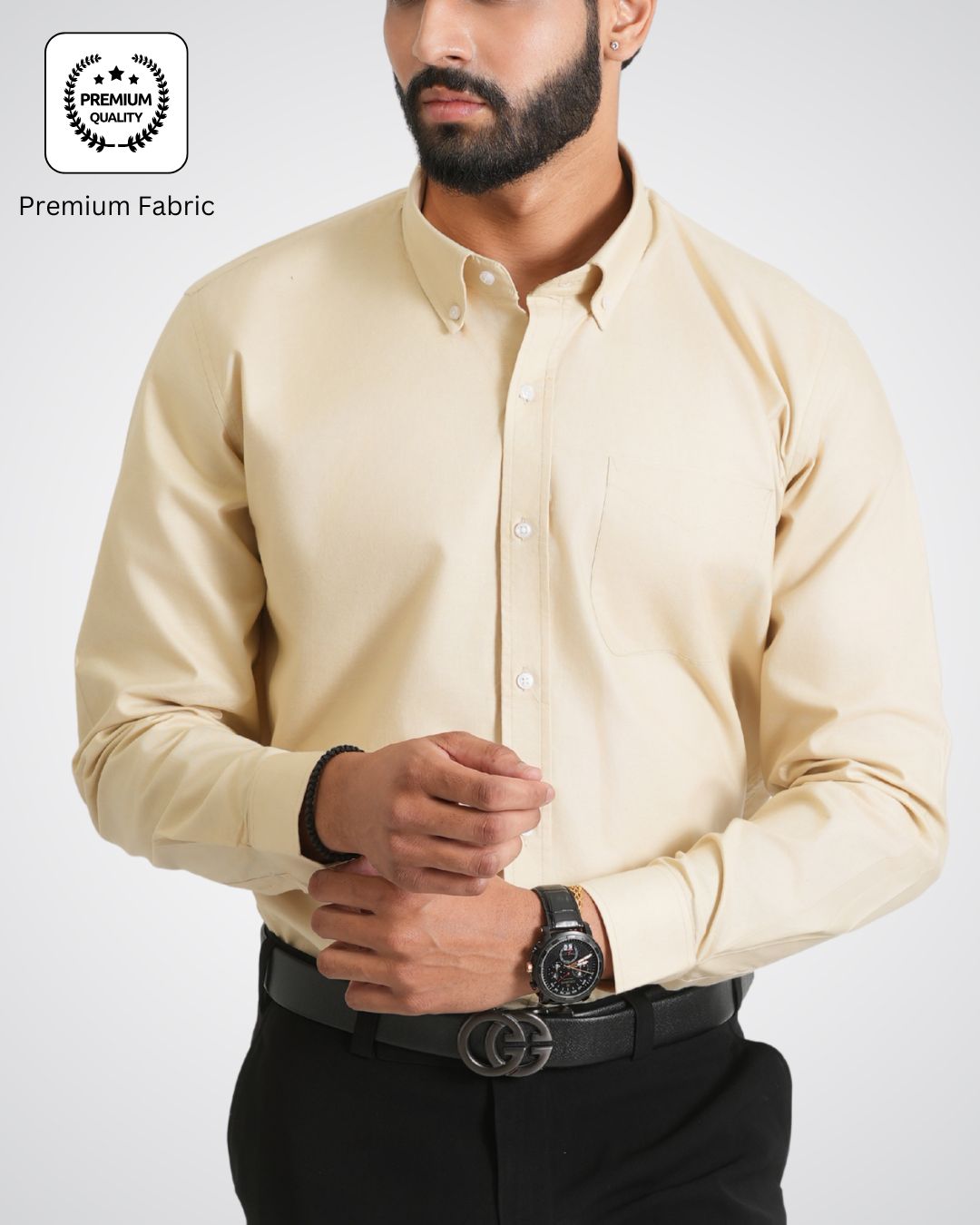 Men’s Light Cream Shirt – Elegant Option for Office or Day Events