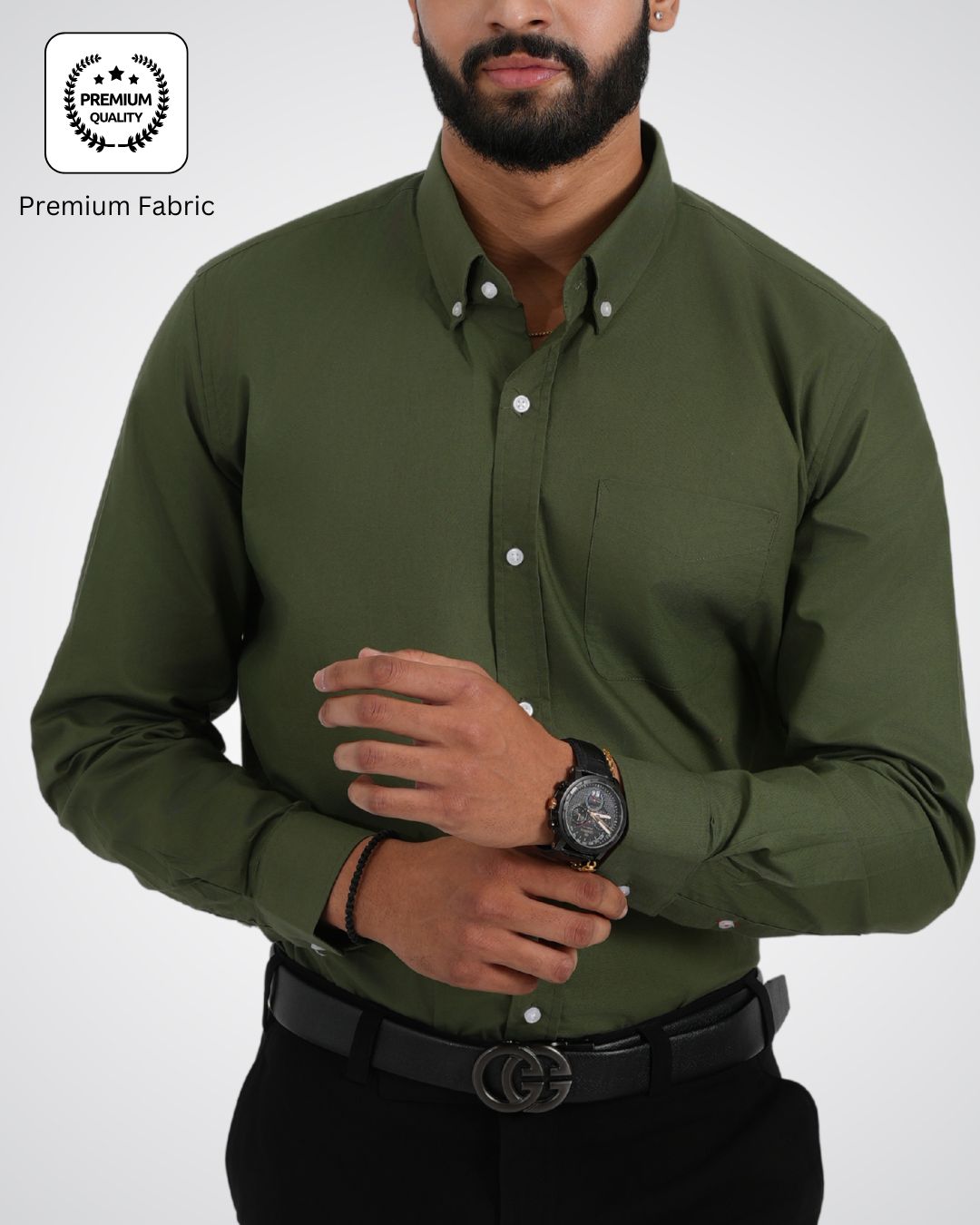 Men’s Olive Green Shirt – Great for Weekend Outings or Smart Casuals