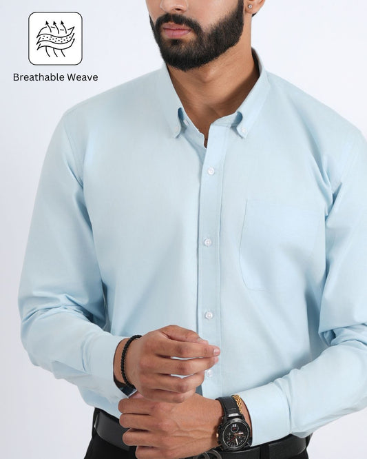 Men’s Light Blue Cotton Shirt – Fresh & Versatile for Everyday Use