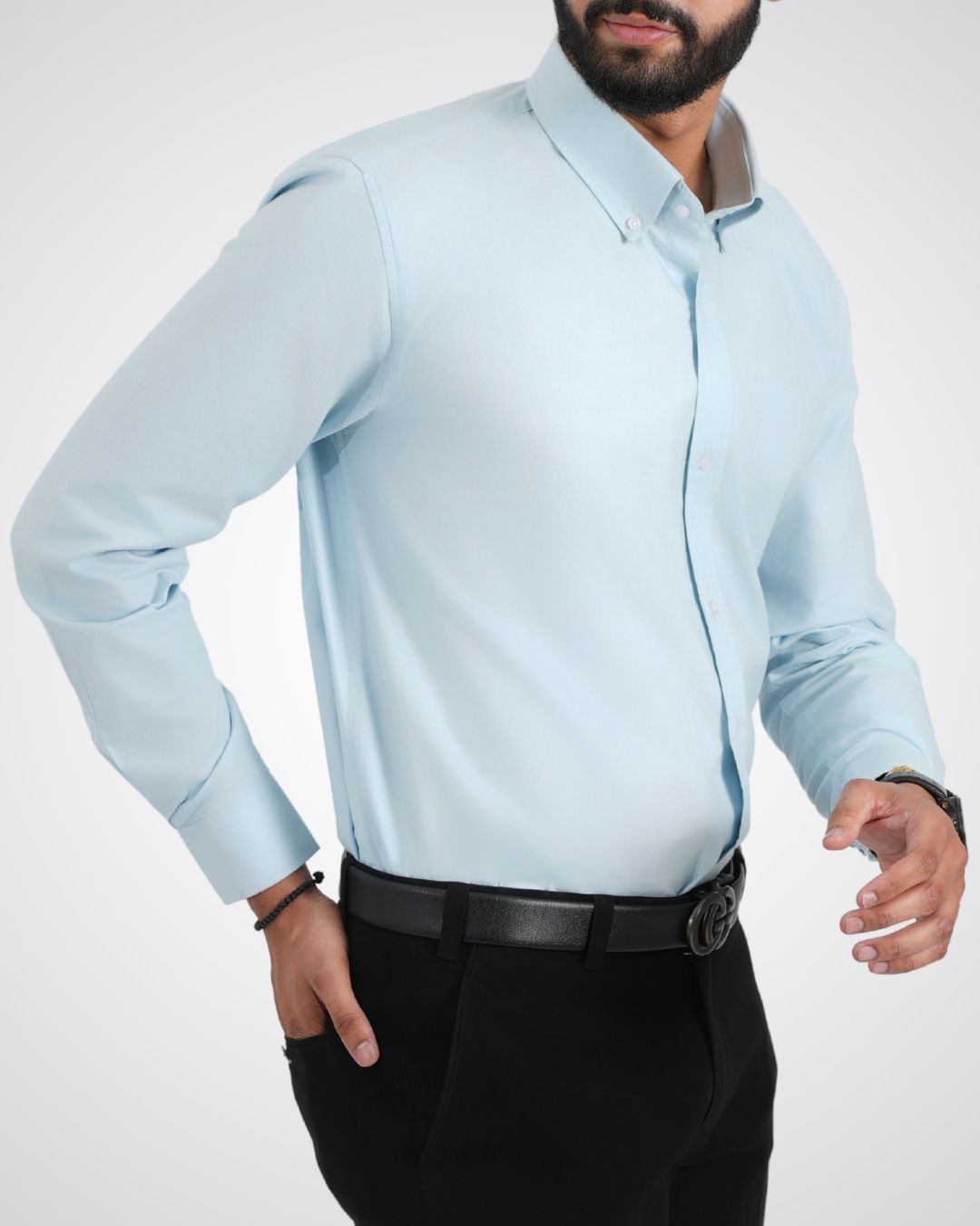 Men’s Light Blue Cotton Shirt – Fresh & Versatile for Everyday Use
