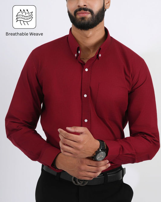 Men’s Dark Maroon Shirt – Confident & Classy for Office or Events