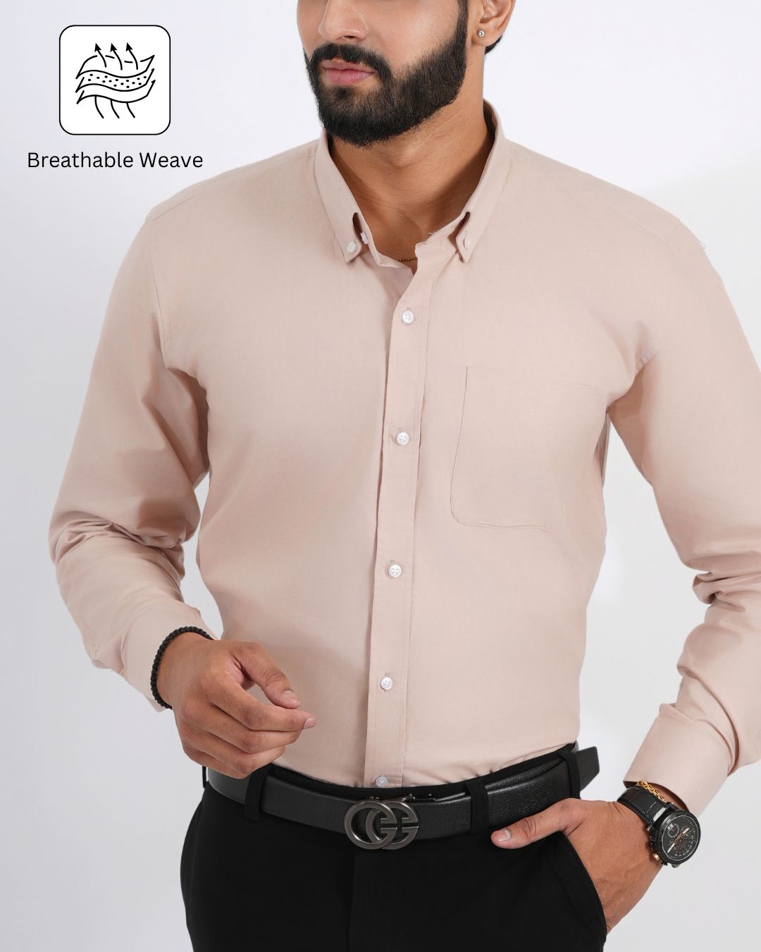 Men’s Light Beige Shirt – Soft Neutral for Casual or Semi-Formal Look