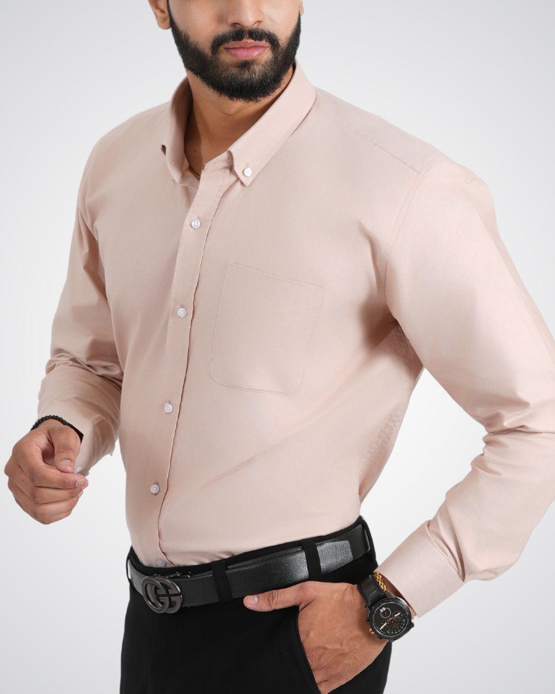 Men’s Light Beige Shirt – Soft Neutral for Casual or Semi-Formal Look