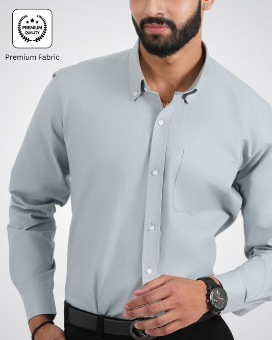 Men’s Ice Grey Cotton Shirt – Subtle & Modern for Daily Wear