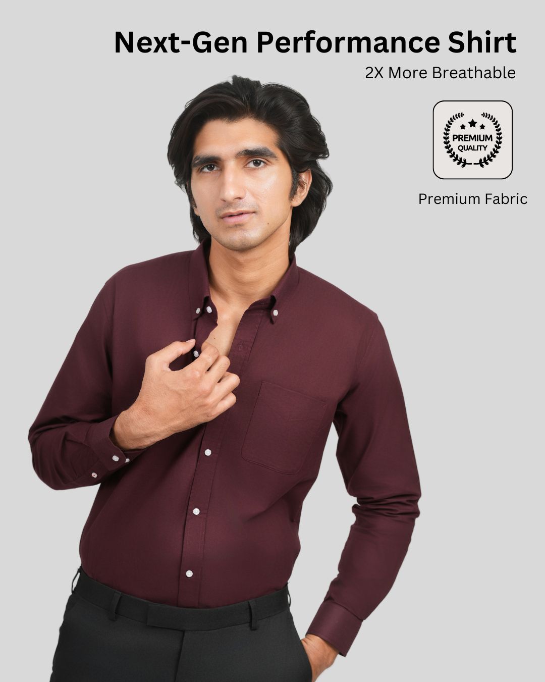 Premium Cotton Blend Solid Shirts (Wine Deep Rich Shade)