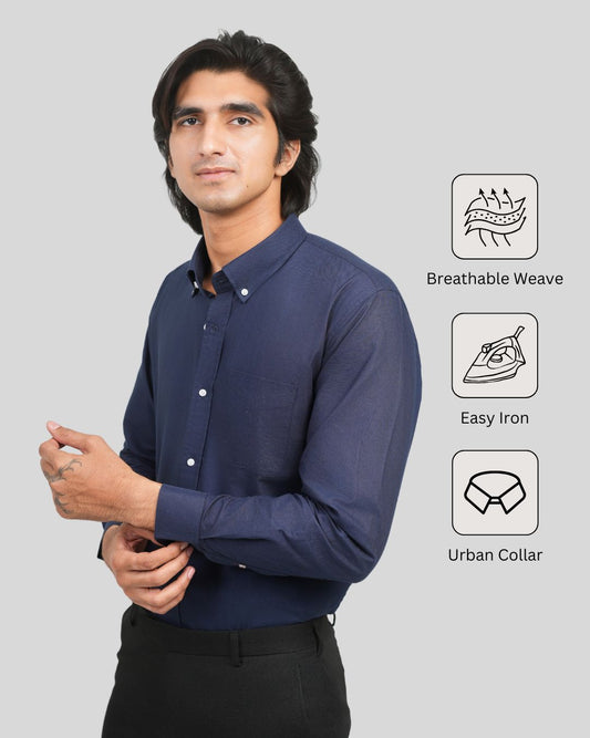 Premium Cotton Blend Solid Shirts (Navy Blue Classic and versatile shade)