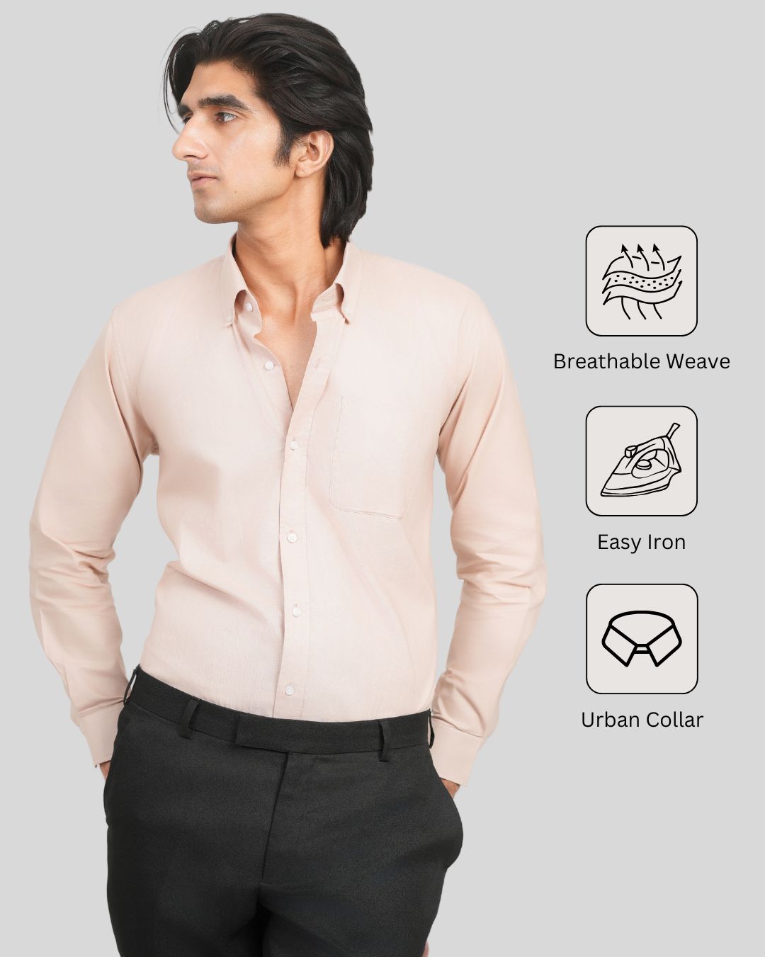 Premium Cotton Blend Solid Shirts (Light Peach Color. Soft & Pastel Shade)