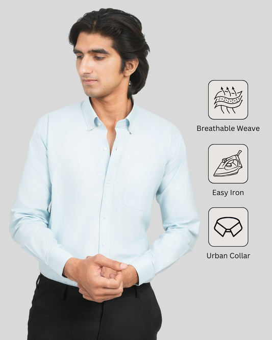 Premium Cotton Blend Solid Shirts (Light Blue Soft, Fresh & breathable vibe)