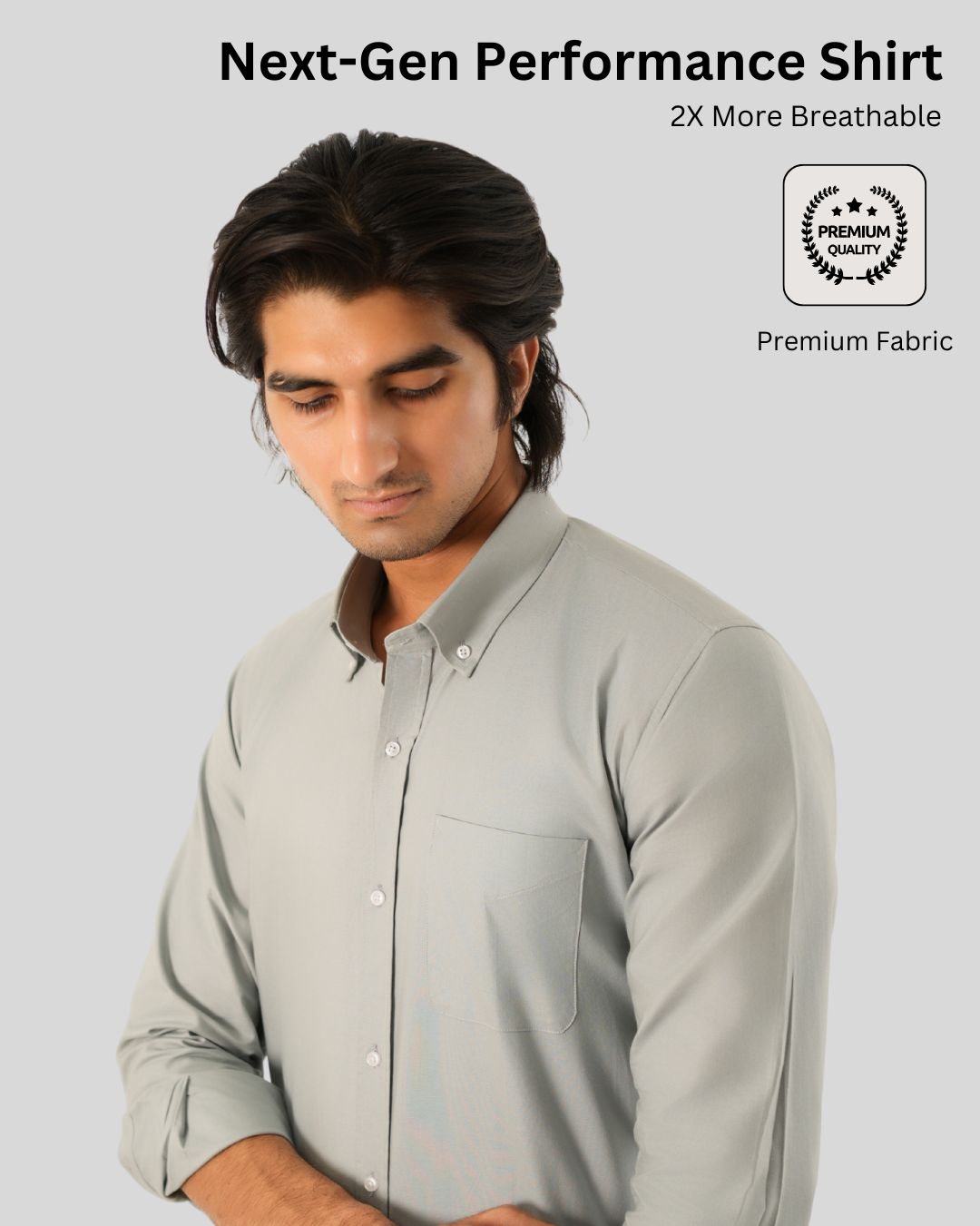 Premium Cotton Blend Solid Shirts (Light Sage Green - Muted, Elegant Green Tone)