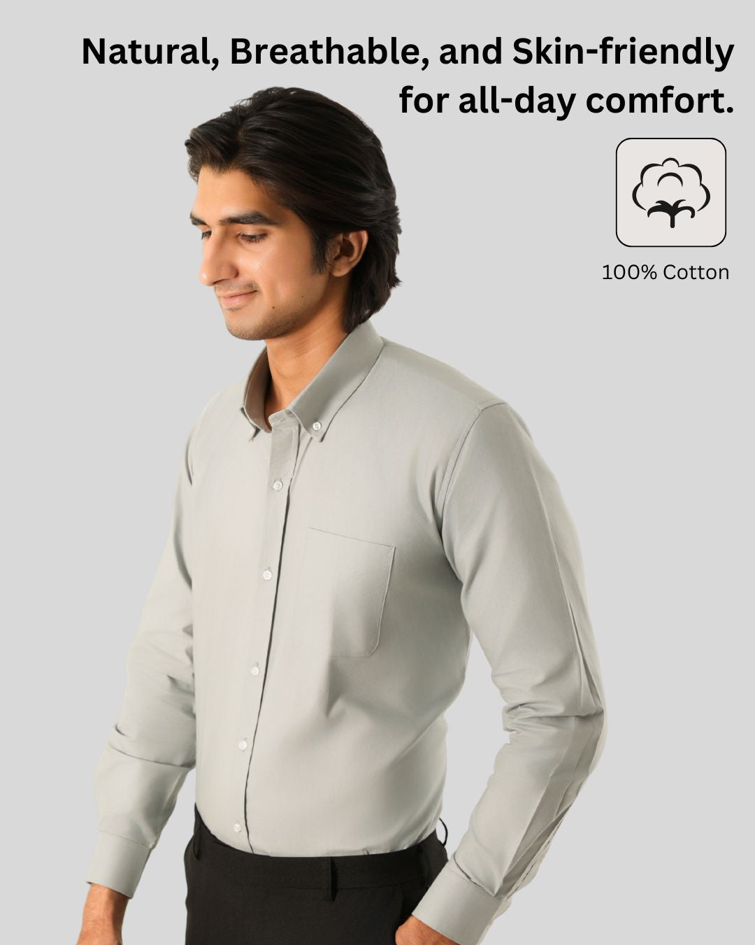 Premium Cotton Blend Solid Shirts (Light Sage Green - Muted, Elegant Green Tone)
