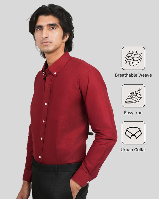 Premium Cotton Blend Solid Shirts (Wine Red - Giving a Classy yet Confident Look)