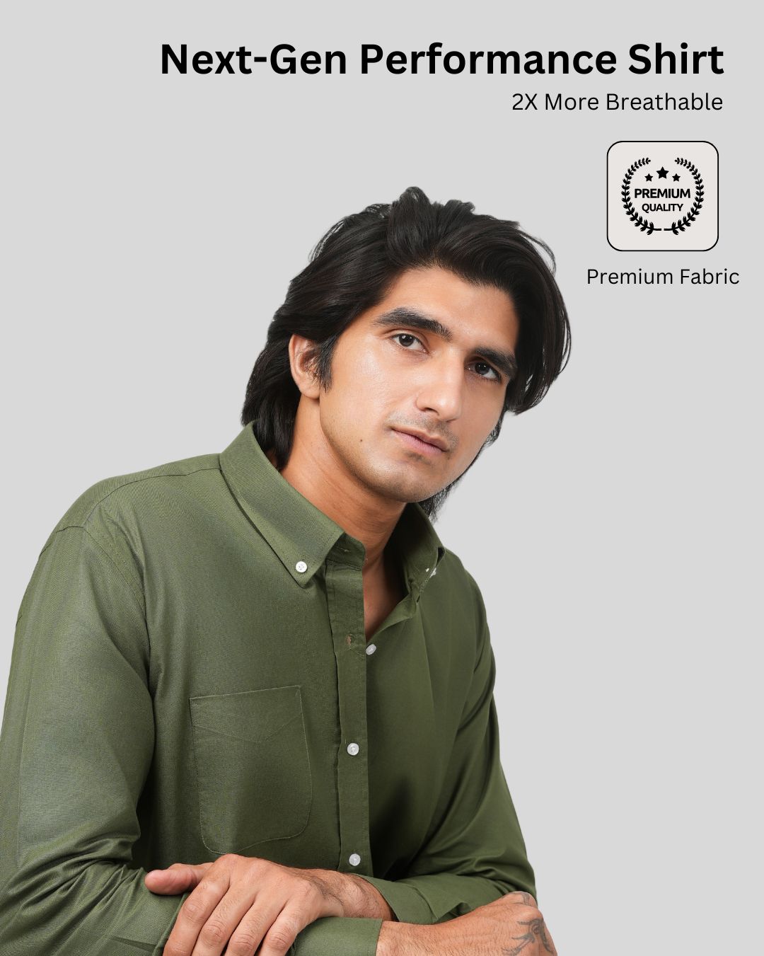 Premium Cotton Blend Solid Shirts (Olive Green)
